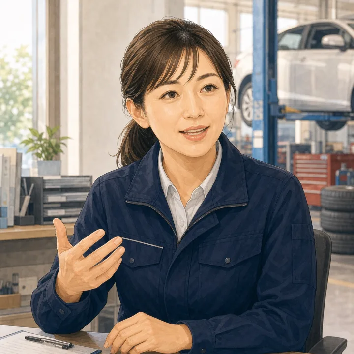 自動車整備工場サービス担当者の顔イラスト