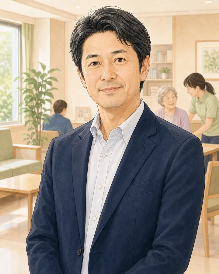 介護事業法人代表の顔イラスト