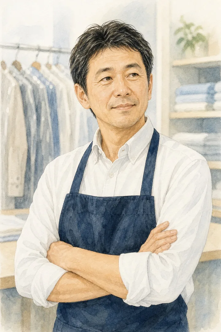 クリーニング店オーナーの顔イラスト