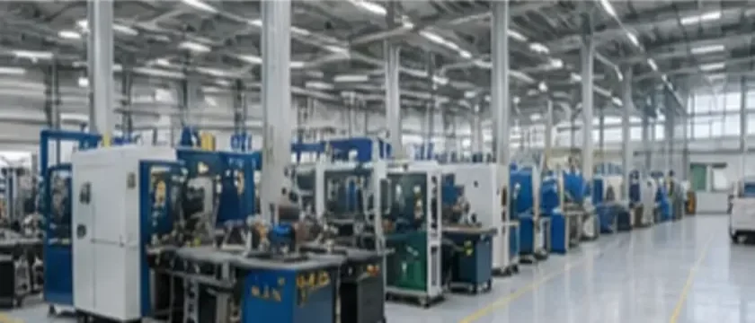 人のいない製造工場の機械設備写真
