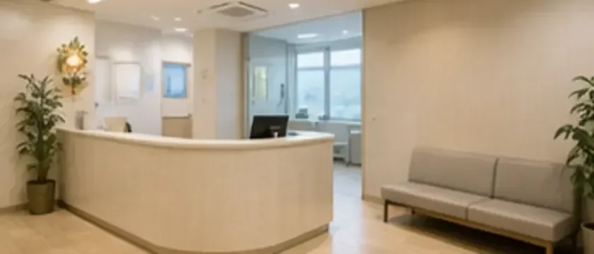 人のいない医療機関の受付写真