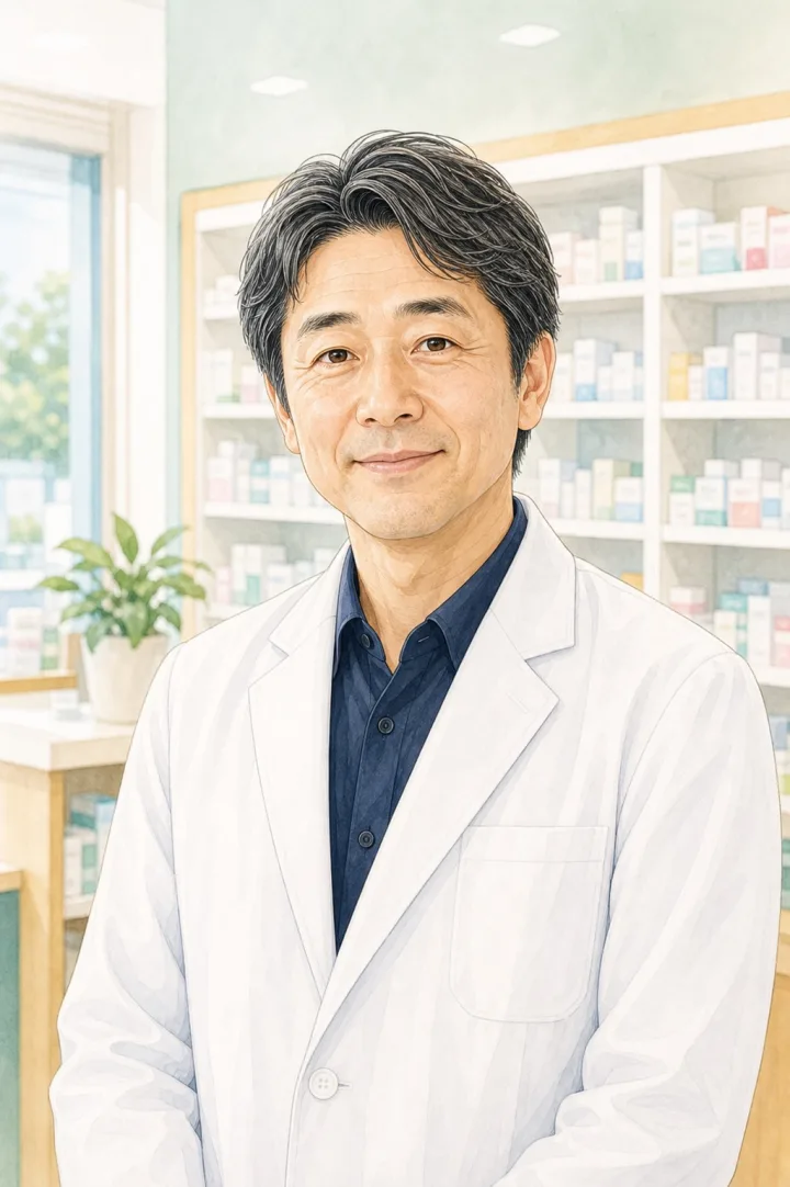 調剤薬局長の顔イラスト